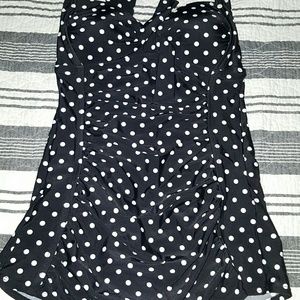 Black and white polka dot bathing suit
